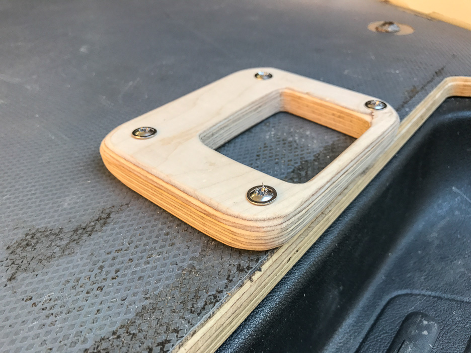 View inside the VW Bus showing the new wooden bed socle only