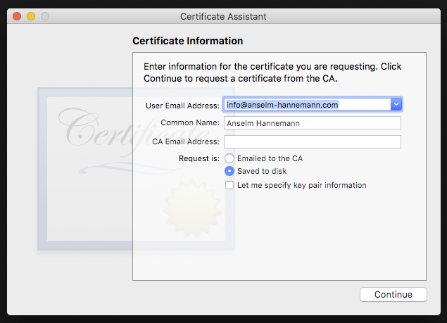 Screenshot of follow-up wizard in which you need to enter personal details and choose option to save to disk